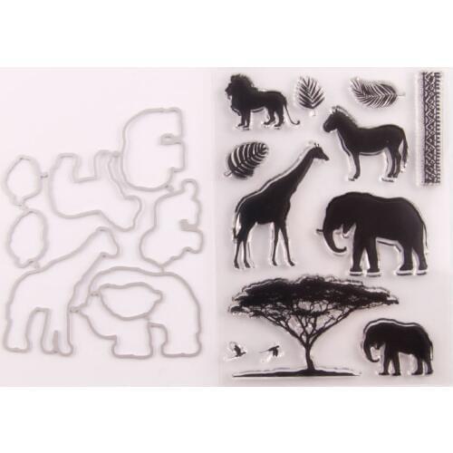 African animals Metal Cutting Dies and Clear Stamps for Scrapbooking for DIY Card Making Cutting Crafts Stencil Dies