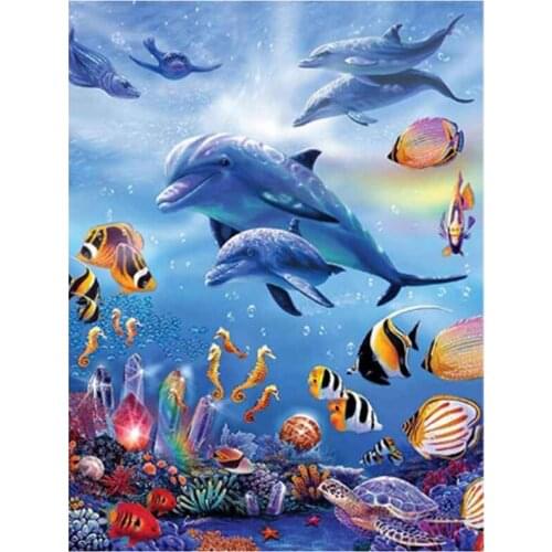Diamond Embroidery Dolphin Cross Stitch Diamond Painting Kits Animals Rhinestones Art Handwork Gift