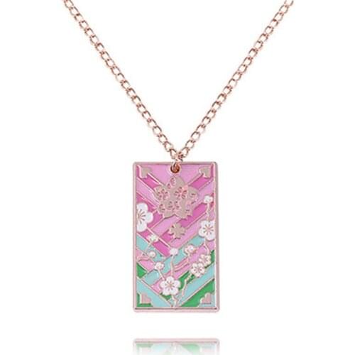 Anime Demon Slayer Necklace Kimetsu No Yaiba Cosplay Fashion Cartoon Chain Choker Metal Pendant Kawaii Accessories Gifts