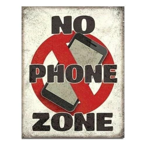 No Phone Zone Cell Iphone Tin Metal Sign Decor Office Funny NEW Made USA