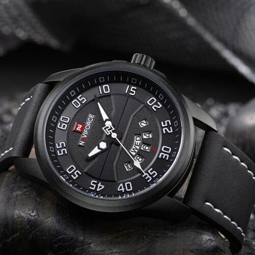 New Naviforce Watches Top Brand Luxury Brand Black Leather Strap Wrist Watch Quartz Date Clock Man Waterproof Relogio Masculino