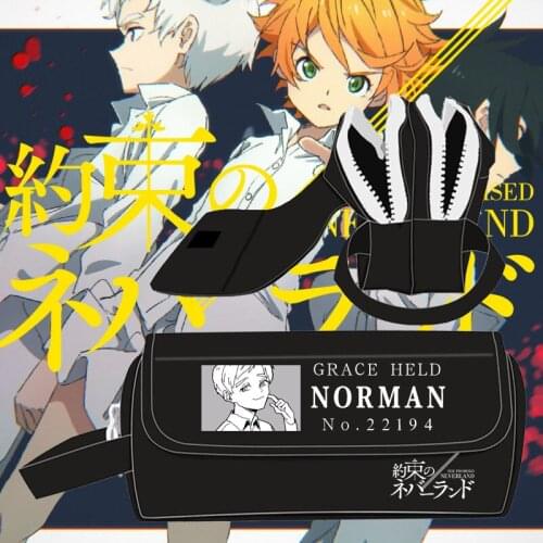 Anime Pencil Case The Promised Neverland Emma Ray Norman Cosplay Student Pen Bag Cosmetic Bag High Capacity Stationery Box