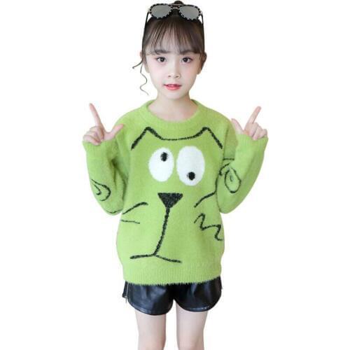 Childrens mink velvet western style girl thick wool base sweater 3-13T teenage spring bottoming shirt chil fashionable pullover