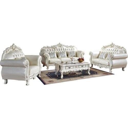 European sofa 123 combination American style solid wood carving first floor cow leather living room luxury villa