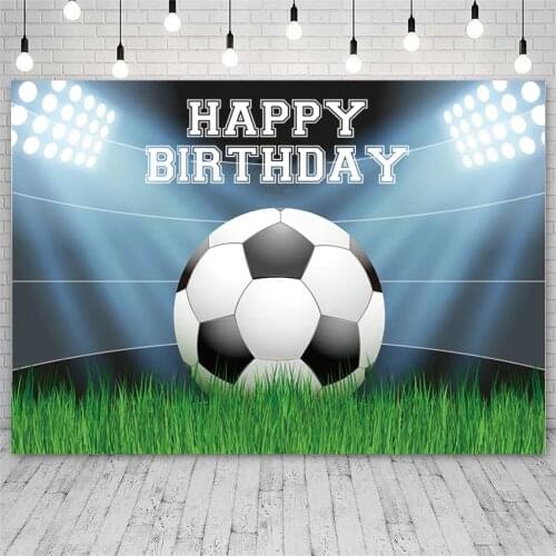 Football Field Grassland Stadium Boy Birthday Backdrops Bright Spotlight Kids Sports Theme Party Photo Background