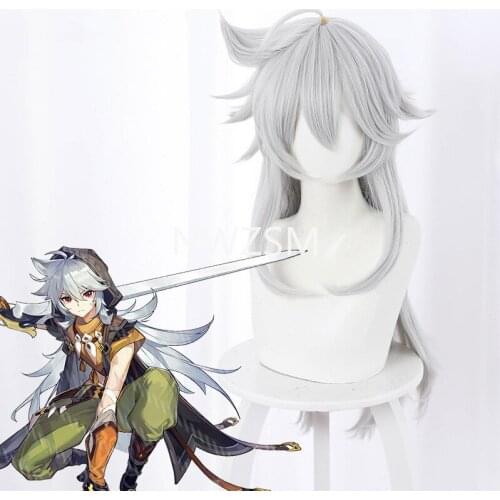 Genshin Impact cosplay Glazer Gray Long Heat Resistant Synthetic Hair Halloween Carnival Party Role Play Cosplay