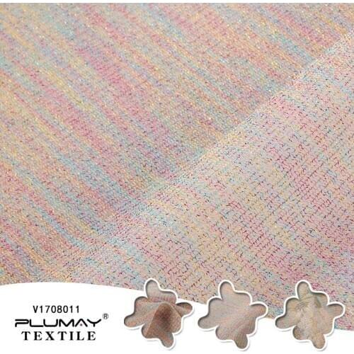 Hot sale 65%nylon 35%colorful lurex rainbow knit fabric for women clothing by half(1/2) yard