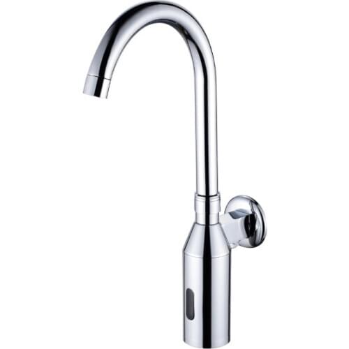 Brass Material Chrome Color Wall Mounted Battery Power Luxury Sense Basin Tap