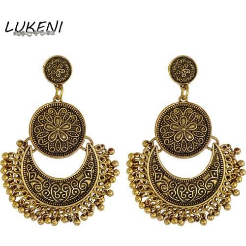 LUKENI 2017 Free Shipping Fashion Jewelry Earrings Retro Vintage Carved Hollow Alloy Dangle Earrings for Women and Men DE035