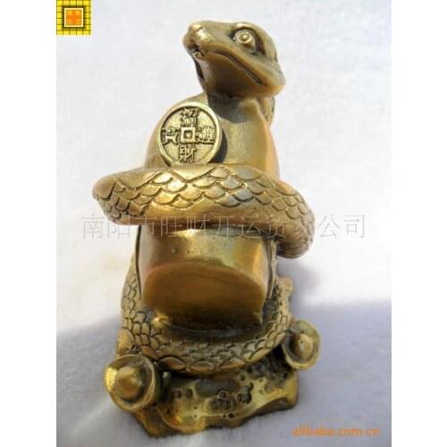 A copper snake Zodiac monkey [Liuhe] you place your god evil Wangcai Liuhe snakeroomcraft Art Statue Home decoration