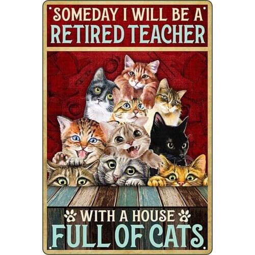 Metal Poster Cat Tin Sign Metal Wall Poster Garden Bar Pub Sign Metal Art Decor Iron Painting Art Decor Iron Painting 20x30 cm