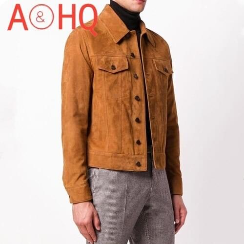 Genuine Leather Jacket Men 2021 Real Cow Suede Coat Man Spring Autumn Vintage Mens Jackets Veste Cuir Homme KJ6996