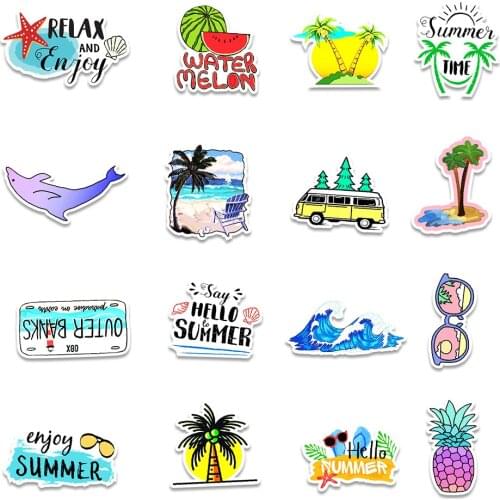 10/50pcs VSCO Girl Enjoy The Summer Coconut Beach Stickers Aesthetic for Laptop Fridge Phone Skateboard Suitcase Sticker Car
