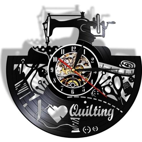 Sewing Machine Vinyl Record Wall Clock I Love Quilting Hanging Modern Design Art Sewing Room Tailor Shop Decor Seamer Store Gift