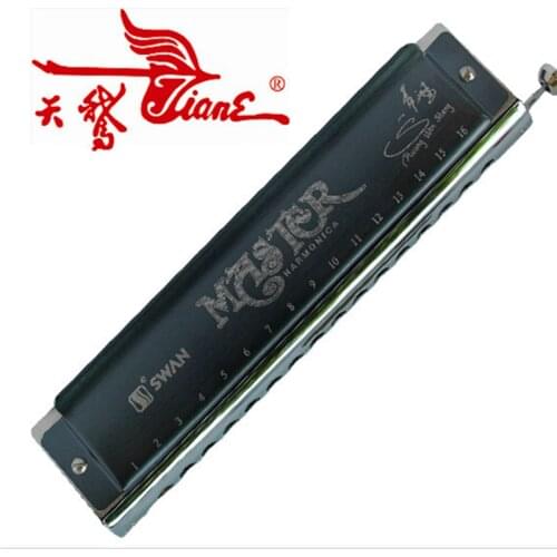 New Swan Chromatic Harmonica 16 Black color Armonica a Bocca 16 Hole 64 Tune Mouth Ogan Swan Chromatic Harmonica