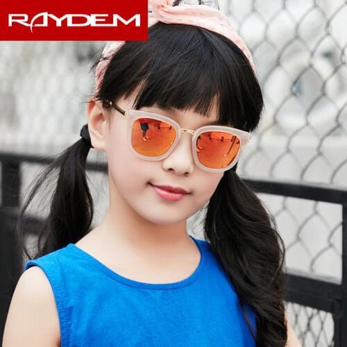 2018 New Raydem Lentes De Sol Mujer Girl Sunglasses Mirror coating Child Oval frame Sun Glasses Children Boys TR90 Eyeglasses