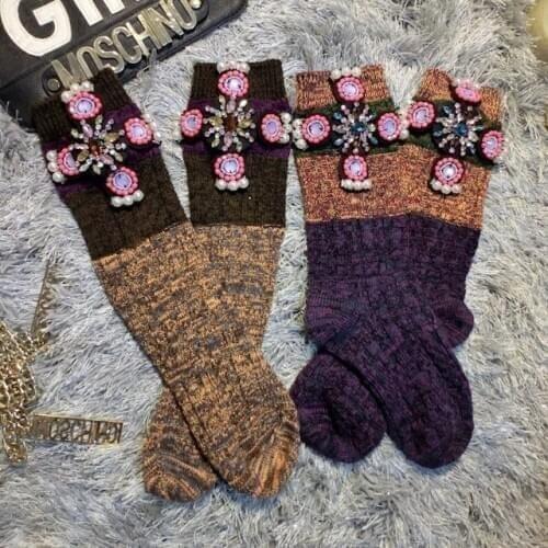 2020 Pug Women Socks Socks New Limited Custom Fashionable Design Cross Bright Drill Into Pearl Color Knitting Bump Short Female