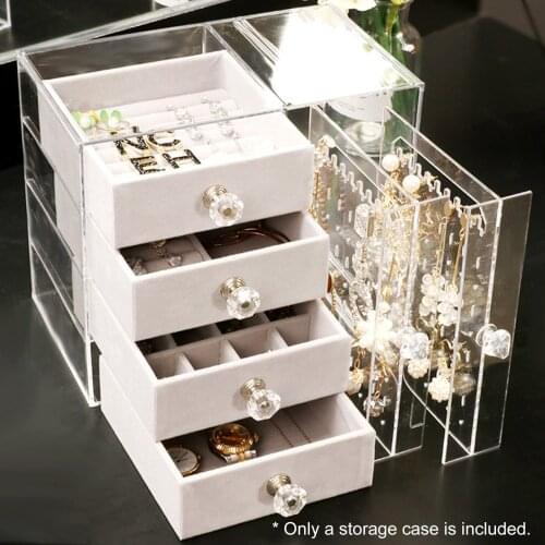 1Pcs Earrings Storage Organizer Box Dustproof & Waterproof with Drawers Jewelry Box for Holding Earrings Necklace Fake Nails