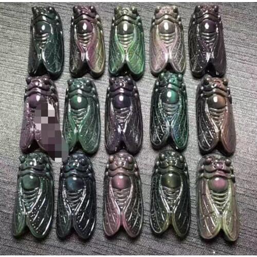 Open natural crystal obsidian gourd ornaments black crystal town house evil spirits security transport feng shui double color ey