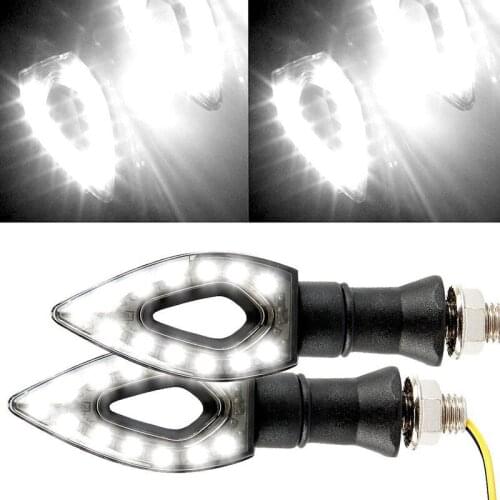 Pair Universal 12V White LED Motorcycle Motorbike Turn Signal Light Indicators Blinker For Kawasaki