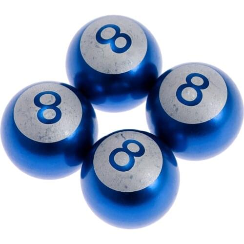 4 Pcs Motorcycle Blue No. 8 Ball Tyre Tire Wheel Stem Dust Caps Universal Cover Air Valve Cap For Car Bicycle Truck Motorbike