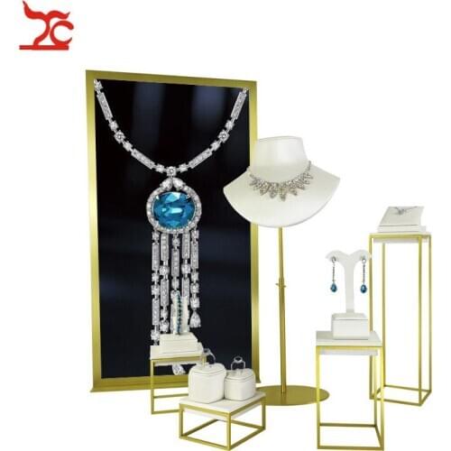 Showcase Stand Plating Stainless Steel Holder Jewelry Background Board Advertising Promotion Showing Jewelry Shop Window Display