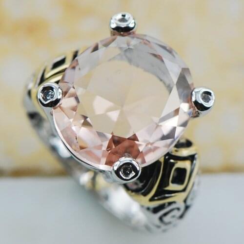 Morganite 925 Sterling Silver Top Quality Fancy Jewelry wedding Ring Size 6 7 8 9 10 F1197