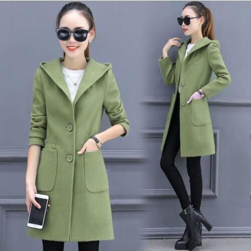 Women Woolen Coat New 2021 Woolen Jacket Women Clothing Long Slim Thickening Warm Coat Female Outerwear Spring And Autumn Red
