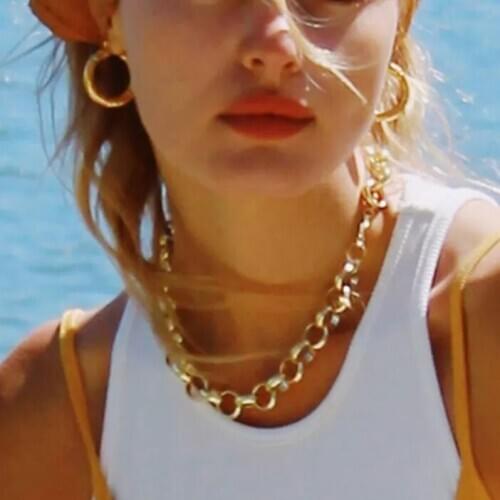 Gold Punk Choker Collar Hip Hop Big thick 2020 stainless steel linked design statement chunky chain Love Chain Necklace women