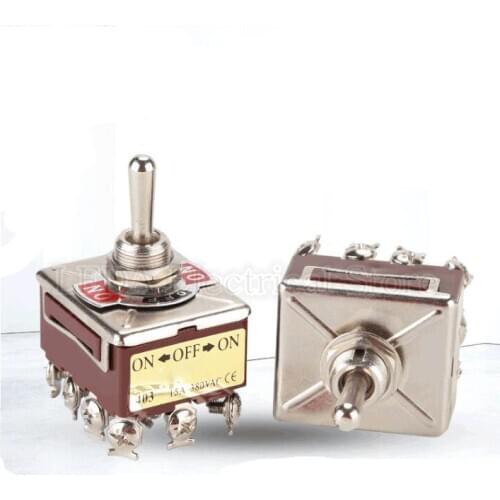 1pcs E-TEN 403 12mm Toggle Switch ON-OFF-ON 3Position 12Pin 15A 380V Car Rocker Switch Boat Rocker Switch E-TEN403 Truck