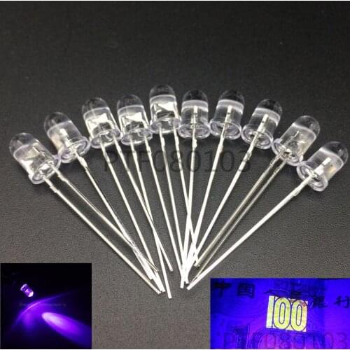 10PCS 5mm Round 365nm Ultra Violet UV LED Lamp Diodes