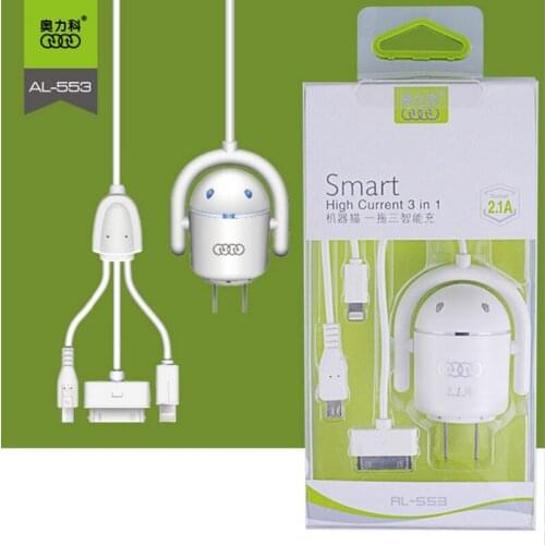 10pcs/lot [3 USB Ports Cable] Quick Charge 2.1A Fast Mobile Phone USB Charger For Samsung S5 S6 LG With Micro USB Cable 3 in 1