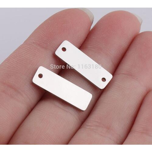 100 pcs/lot Wholesale Stainless Steel Name Blank Dog Tags Pendant Rectangle Necklace Jewelry Pet Tag