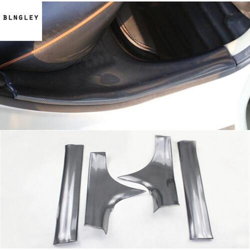 4pcs/lot ABS carbon fiber grain inside door sill pedal decoration cover for 2012-2015 HONDA CIVIC MK9 MK9.5