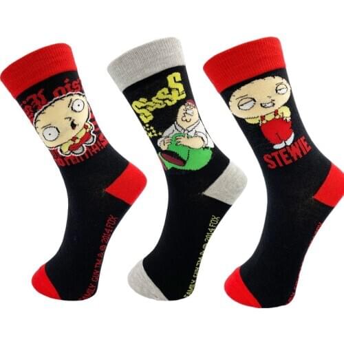 8Pcs=4Pairs/Set Soft Combed Cotton Funny Men Socks Autumn Winter Cartoon Medium tube socks