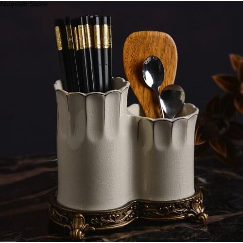 White Ceramic Chopstick Holder Chopstick Cage Family Chopstick Rest Kitchen Simple Creative European Style Home Drain Rack