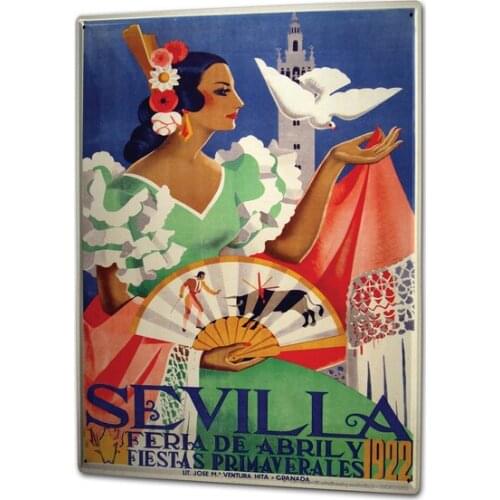 Cartel de estaño, arte Retro, Metropole, España, Sevilla, Flamenco