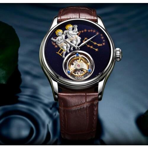 Luxury Tourbillon Watch For Men Skeleton Mechanical Wristwatches Waterproof Aesop Tourbillon Movement Watch Sapphire Silver Case