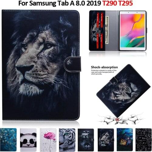Color Pattern Tiger Lion Panda Tablet Case For Coque Samsung Tab A 8.0 T290 T295 Case Cover Funda For Galaxy Tab A 8.0 2019 Case