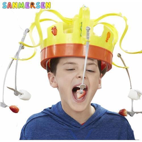 Family Party Game Crown Food Hat Trick Toy Chow Crown Funny Tidy Eat The Food With Revolving Party for Kids Christmas Games