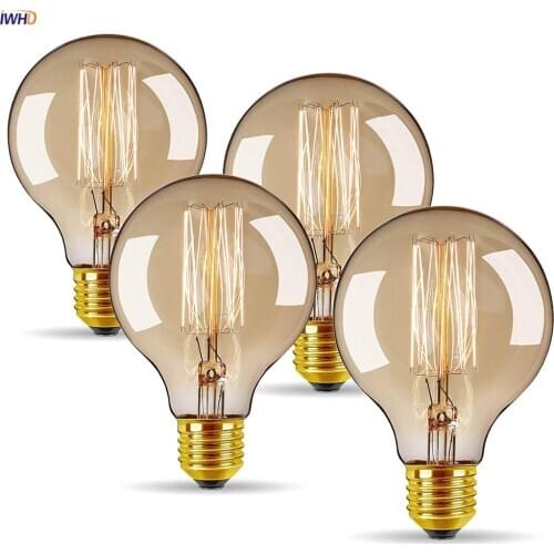 IWHD G80 40W Retro Lamp Edison Light Bulb 220V St64 A60 T45 Loft Industrial Decor Vintage Lamp Bulb Ampoule Bombilla Gloeilamp
