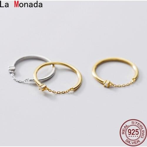 La Monada Chain Rings For Women 925 Silver Real Minimalist Fine Rings Female Silver Ring 925 Women On Finger Korean Slim