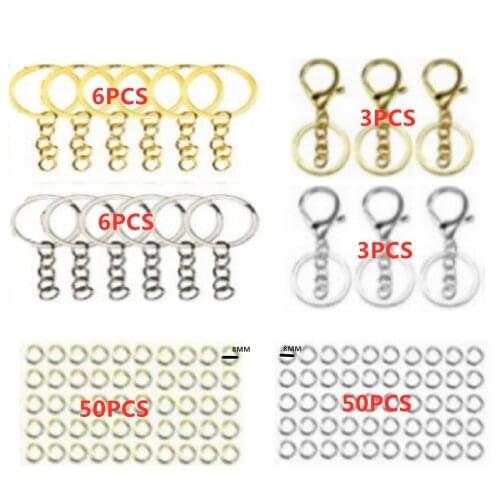 DIY Metal Keychains Silver Gold Color Ear Hook Pendants Holder Rings DIY Key Chains Jewelry Making Accessories