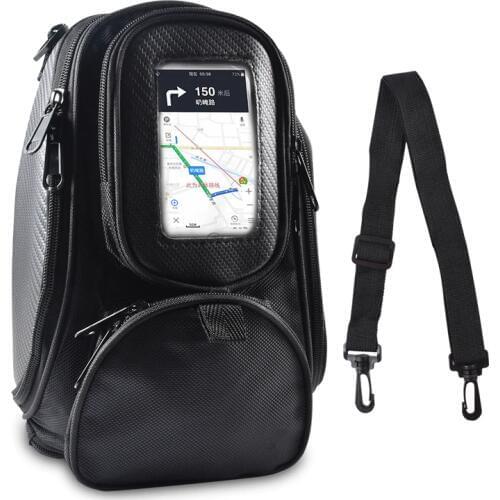 Motorcycle Tank Bag Black Oil Fuel Magnetic Motorbike Saddle Single Shoulder Bag Moto Backpack Waterproof Window Suitcase