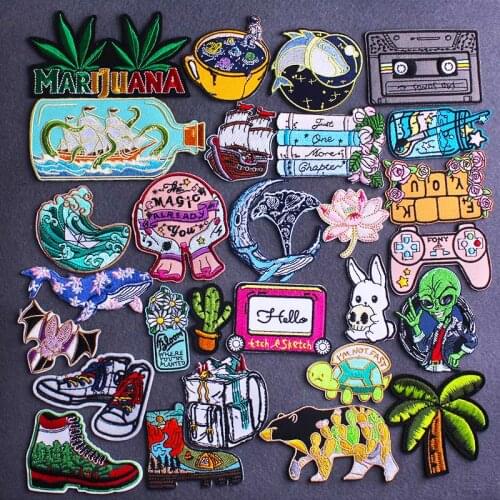Cartoon Plant Patches Outdoor Travel Embroidered Patch Sewing Iron on Jacket Heat-Adhesive Animal Patch Iron on Clothes Patches