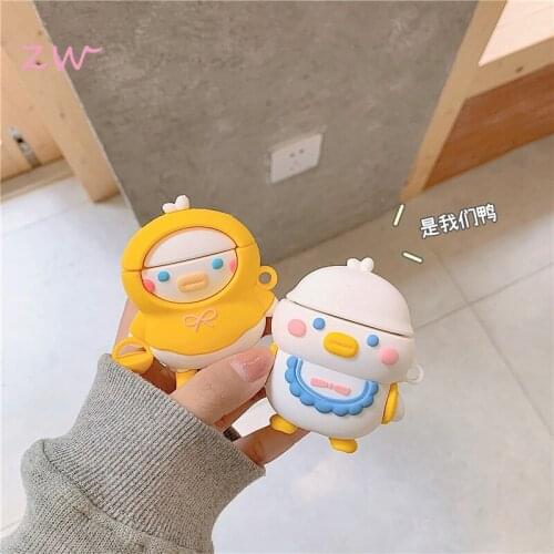 3d raincoat duck soft wireless case for apple airpods pro headphones silicone cases for airpods 2/3 protective cover with hook