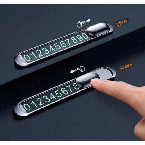Phone Number In Car Parking License Plate Car Stop Sign Temporary Parking Card Metal Phone Number Plate Hidden Styling Switch