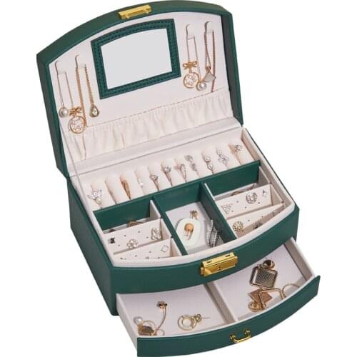 BLOONG New Jewelry Box PU Leather Storage Case Premium Earrings Rings Necklace Display Holder Women Girls Gift