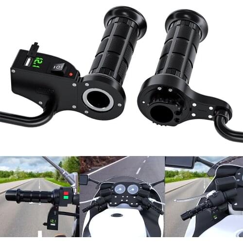 New Universal Motorcycle 22mm Hand Heated Grips Molded Grips ATV Warmers Adjust Temperature Hot Handlebar With USB