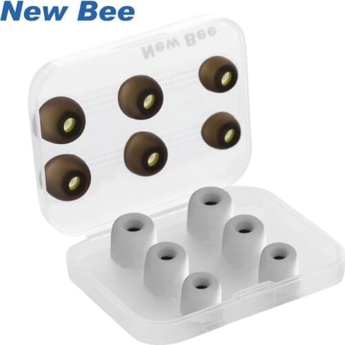 New Bee Headphone Tips Ear Pad Earphone Earbuds 3 pairs Memory Foam tips & 3 pairs Silicone Earbuds Accessories for Headset Gray